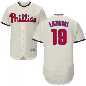 Wholesale Cheap Phillies #19 Greg Luzinski Cream Flexbase Authentic Collection Stitched MLB Jersey