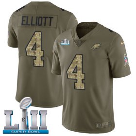 Wholesale Cheap Nike Eagles #4 Jake Elliott Olive/Camo Super Bowl LII Men\'s Stitched NFL Limited 2017 Salute To Service Jersey