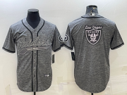 Wholesale Cheap Men's Las Vegas Raiders Grey Team Big Logo With Patch Cool Base Stitched Baseball Jersey