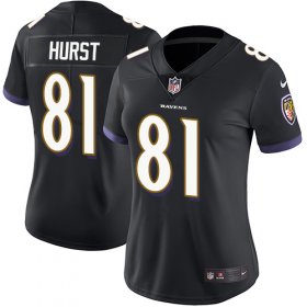 Wholesale Cheap Nike Ravens #81 Hayden Hurst Black Alternate Women\'s Stitched NFL Vapor Untouchable Limited Jersey