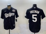 Cheap Men's Los Angeles Dodgers #5 Freddie Freeman Black 2024 World Series Cool Base Stitched Baseball Jersey