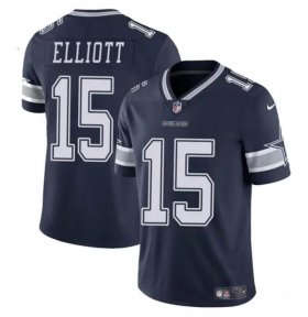 Cheap Men\'s Dallas Cowboys #15 Ezekiel Elliott Navy Vapor Untouchable Limited Football Stitched Jersey