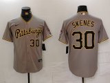 Cheap Men's Pittsburgh Pirates #30 Paul Skenes Number Grey Stitched Jersey