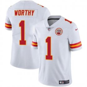 Cheap Men\'s Kansas City Chiefs #1 Xavier Worthy White Vapor Untouchable Limited Stitched Football Jersey