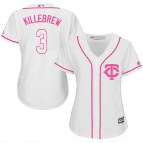 Wholesale Cheap Twins #3 Harmon Killebrew White/Pink Fashion Women\'s Stitched MLB Jersey