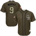 Wholesale Cheap Rockies #9 Daniel Murphy Green Salute to Service Stitched MLB Jersey