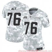 Cheap Women's Los Angeles Chargers #76 Joe Alt 2024 F.U.S.E Arctic Camo Salute To Service Limited Stitched Football Jersey(Run Small)