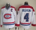 Wholesale Cheap Canadiens #4 Jean Beliveau White CH-CCM Throwback Stitched NHL Jersey