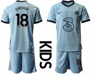 Wholesale Cheap Youth 2020-2021 club Chelsea away Light blue 18 Soccer Jerseys