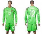 Wholesale Cheap Ukraine #12 Pyatov Green Goalkeeper Long Sleeves Soccer Country Jersey