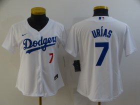 Wholesale Cheap Women\'s Los Angeles Dodgers #7 Julio Urias White Stitched MLB Cool Base Nike Jersey