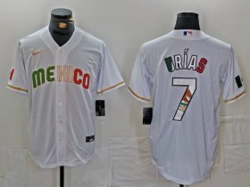 Men\'s Mexico Baseball #7 Julio Urias 2023 White World Classic Stitched Jerseys