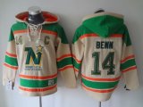 Wholesale Cheap Stars #14 Jamie Benn Cream Sawyer Hooded Sweatshirt Stitched NHL Jersey