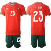 Cheap Men's Portugal Team #23 Vitinha 2025 Red Home Soccer Jersey Suit