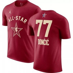 Cheap Men\'s 2024 All-Star #77 Luka Doncic Crimson T-Shirt