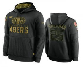 Wholesale Cheap Men\'s San Francisco 49ers #25 Richard Sherman Black 2020 Salute To Service Sideline Performance Pullover Hoodie