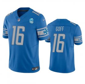 Wholesale Cheap Men\'s Detroit Lions #16 Jared Goff Blue 2023 F.U.S.E. 90th Anniversary Patch Vapor Untouchable Limited Stitched Jersey