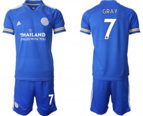 Wholesale Cheap Men 2020-2021 club Leicester City home 7 blue Soccer Jerseys