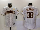 Cheap Men's San Diego Padres #38 Jorge Alfaro White With PS Patch Stitched Flex Base Jersey