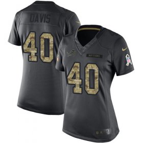 Wholesale Cheap Nike Lions #40 Jarrad Davis Black Women\'s Stitched NFL Limited 2016 Salute to Service Jersey