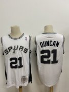 Wholesale Cheap Men's San Antonio Spurs #21 Tim Duncan White Hardwood Classics Soul Swingman Throwback Jersey