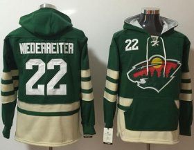 Wholesale Cheap Wild #22 Nino Niederreiter Green Name & Number Pullover NHL Hoodie