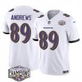 Cheap Men's Baltimore Ravens #89 Mark Andrews White F.U.S.E 2024 AFC North Division Champions Vapor Limited Football Jersey