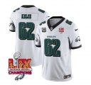 Cheap Men's Philadelphia Eagles #62 Jason Kelce White 2025 Eagles Logo Super Bowl LIX Patch And 4-Star C Patch New F.U.S.E. Vapor Limited Football Stitched Jersey