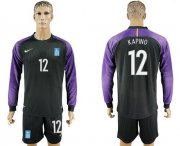 Wholesale Cheap Greece #12 Kapino Black Goalkeeper Long Sleeves Soccer Country Jersey