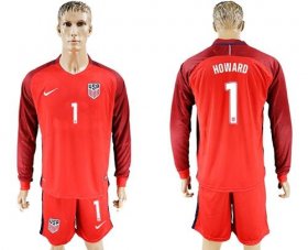 Wholesale Cheap USA #1 Howard Away Long Sleeves Soccer Country Jersey