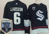 Wholesale Cheap Men's Seattle Kraken #6 Adam Larsson Navy 2021-22 Season Inaugural Authentic Jersey