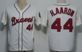 Wholesale Cheap Big Size Atlanta Braves #44 Hank Aaron 1963 Cream Throwback Jersey