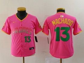 Cheap Youth San Diego Padres #13 Manny Machado Pink Player Number Fashion Baseball Jersey