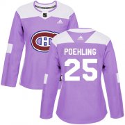 Wholesale Cheap Adidas Canadiens #25 Ryan Poehling Purple Authentic Fights Cancer Women's Stitched NHL Jersey