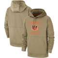 Wholesale Cheap Men's Cincinnati Bengals Nike Tan 2019 Salute to Service Sideline Therma Pullover Hoodie