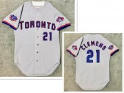 Wholesale Cheap Men's Toronto Blue Jays #21 Roger Clemens Grey Stitched MLB Jersey