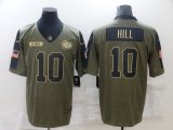 Wholesale Cheap Men's Kansas City Chiefs #10 Tyreek Hill 2021 Olive Salute To Service Limited Stitched Jersey