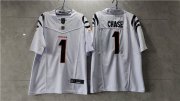 Cheap Men's Cincinnati Bengals #1 Ja'Marr Chase White 2023 F.U.S.E. Vapor Untouchable Limited Stitched Jersey