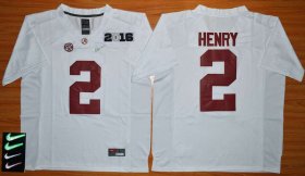 Wholesale Cheap Men\'s Alabama Crimson Tide #2 Derrick Henry White 2016 Playoff Diamond Quest College Football Nike Limited Jersey