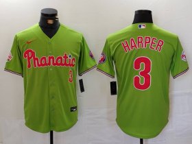 Cheap Men\'s Philadelphia Phillies #3 Bryce Harper Green Stitched Cool Base Nike Jersey