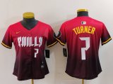 Women's Philadelphia Phillies #7 Trea Turner Number Red 2024 City Connect Limited Jersey