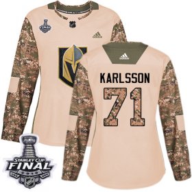 Wholesale Cheap Adidas Golden Knights #71 William Karlsson Camo Authentic 2017 Veterans Day 2018 Stanley Cup Final Women\'s Stitched NHL Jersey