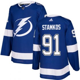 Wholesale Cheap Adidas Lightning #91 Steven Stamkos Blue Home Authentic Stitched NHL Jersey