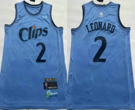 Cheap Men\'s Los Angeles Clippers #2 Kawhi Leonard Light Blue 2024 City Icon Sponsor Swingman Jersey