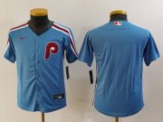 Youth Philadelphia Phillies Blank Light Blue Cooperstown Cool Base Jersey