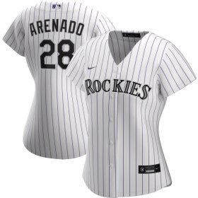 Wholesale Cheap Colorado Rockies #28 Nolan Arenado Nike Women\'s Home 2020 MLB Player Jersey White