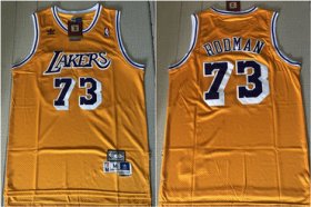 Wholesale Cheap Lakers 73 Dennis Rodman Yellow Hardwood Classics Jersey