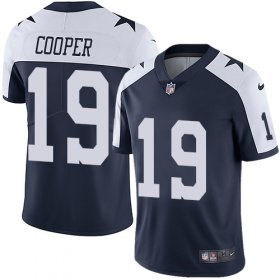 Wholesale Cheap Nike Cowboys #19 Amari Cooper Navy Blue Thanksgiving Men\'s Stitched NFL Vapor Untouchable Limited Throwback Jersey