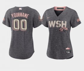 Wholesale Cheap Women\'s Washington Nationals Active Player Custom 2022 Gray City Connect Cherry Blossom Stitched Jersey(Run Small)