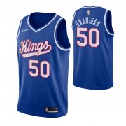 Wholesale Cheap Men's Sacramento Kings #50 Caleb Swanigan Blue 2019-20 Hardwood Classics Jersey